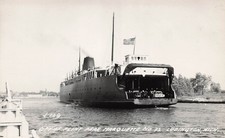 Ludington MI Michigan Harbor Pere Marquette Car Ferry Ship RPPC Postcard 33A picture