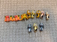 Vintage Wood Butterfly & Dog  cupcake toppers lot of 11 picture