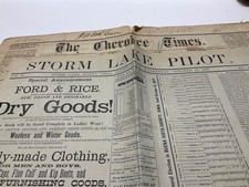 PAIR OF IOWA PIONEER NEWSPAPERS STORM LAKE AND CHEROKEE ORIGINAL & COMPLETE picture