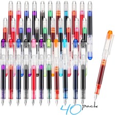40 Pack Disposable Fountain Pens Set Colored Ink Extra Fine Nib Classic Desig... picture