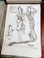 Vtg 1939-40 USS LEXINGTON PRESS newsletters  + ORIGINAL ART Fleet Problem XX picture