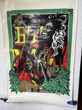 Vintage Bob Marley Poster Original Print Psychedelic Ganja Rasta -Small Tear picture