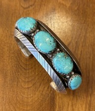 Vintage Native American Turquoise Bracelet Sterling Silver Navajo OLD PAWN picture