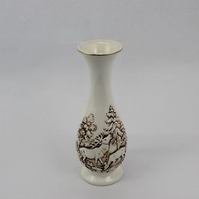 Ceramic Pottery Vase Elk Bull and Cow Forest Scene 10.5