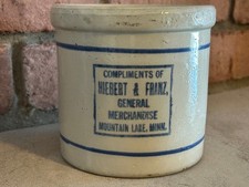 RARE Antique HERBERT AND FRANZ Minnesota Advertising Red Wing Beater Jar, MINT picture