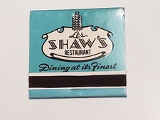 Vtg 1960s Matchbook - LES SHAW'S Restaurant, New Haven, Connecticut - NEW picture