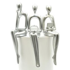 Adam & Friends Shelf Sitters, Thinker, Fortune Teller, Reader Sculpture | Silver picture