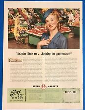 1942 A&P Supermarkets 1940s Print Ad Imagine little me...helping the government picture