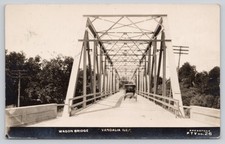 Vandalia, Illinois Wagon Bridge With Early Automobile Bregstone RPPC Posted 1923 picture