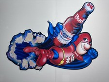 Vintage 1989 Budweiser Bud Man Embossed Tin Metal Die Cut Sign Anheuser-Busch picture