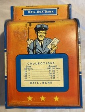Vintage U.S Mail Box Coin Bank By Ohio Art, Red, White, & Blue, Used Condition picture