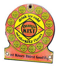 VINTAGE ORANGE KIST PORCELAIN SIGN OLD SODA DRINK POP ICE COLD BEVERAGE COLA 6