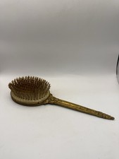 Antique Ornate Gold Gilt Vanity Hair Brush Filigree Dresser Brush 9” * picture