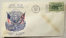 Vintage 1961 Civil War Centennial Jefferson Davis Cachet Envelope ✉️ Selma AL picture