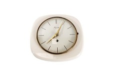 Vintage Mauthe Germany White Ceramic Wall Clock Mid Century Modern 1960s picture