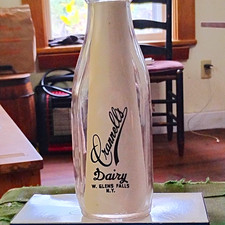 Crannel's Dairy W. Glens Falls NY Clear Glass Milk Bottle,   Qt. picture