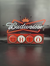 Budweiser Ohio Neon Beer Sign Vintage Authentic Glass Neon Advertising 33x21 picture