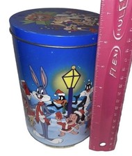 Cute Vtg 1990 Looney Tunes Cartoon Brach's Candy Tin Christmas Bugs Taz Porky picture
