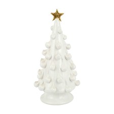 VIETRI FORESTA WHITE MEDIUM TREE WITH GOLD STAR FRB-7712W.NEW IN BOX picture