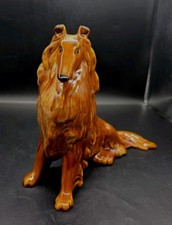 1950s Royal Haeger Large Seated Collie Art Pottery Sculpture 8¾x10¾x5½