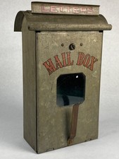 Antique Vintage Wall Mount Mail Box LETTERS Metal Glass Window Country Store picture