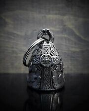  CELTIC CROSS BIKER BELL MOTORCYCLE ACCESSORY OR KEYCHAIN DRIVE AWAY GREMLINS  picture