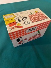 Vintage 1965 PEANUTS Metal Recipe Box HALLMARK, Snoopy's Pizza Palace & cards picture