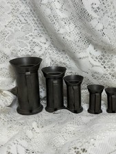 Antique Dutch Pewter Measuring Cup Set 5pc Deciliter Centiliter Verification  picture
