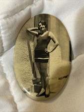 Vintage Bathing Beauty Celluloid Pocket Mirror Swimsuit Real Photo C75 picture