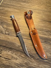 Vintage Ka-Bar Kabar 1226 USA Fixed Blade Hunting Knife Leather Handle w/ Sheath picture