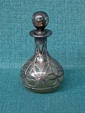 Antique Gorham Sterling Overlay Perfume Bottle, ca 1871 ~ Art Nouveau 4.25