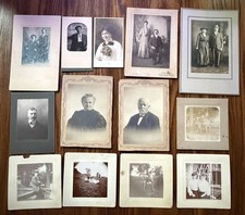 Lot of 13 Antique Family Photos, late 1800s to early 1900s Cabinet Photos, Other picture