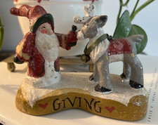 Vintage House of Hatten “Giving” Santa Clause and Reindeer 1998 Denise Calla picture