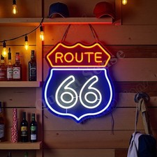 Historic Route 66 Road LED Neon Sign With Dimmer USB Powered Adjustable Light picture