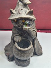 Windstone Editions Wizard Cat Figurine Crystal Ball Cauldron Pena 99 USA Fantasy picture