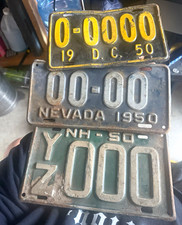Vintage SAMPLE ZERO License Plate Lot 1950 Washington DC Nevada New Hamp RARE picture