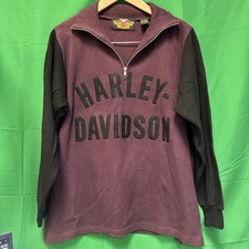 Vtg Y2K Harley Davidson 1/4 Zip Sweatshirt XL Heavyweight Cotton Colorblock picture