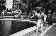 Georges Ulmer his daughter Laura on holiday on the Cote d'Azur in - Old Photo picture