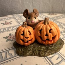 Vintage 1992 Wee Forest Folk Mice Halloween Pumpkins Figurine by Donna Petersen picture