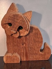 Orvieto Michelangeli Mid Century Handcrafted Wooden Cat Sculpture. 🇮🇹 Italy. picture
