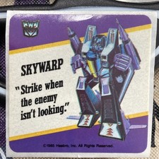 VERY RARE  1985 Transformers Purple SKYWARP G1 Motto Sticker Hasbro NEAR MINT picture