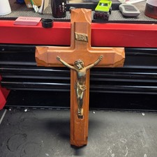Vintage Last Rights Wooden Wall Cross Crucifix Jesus  Holy 13.75