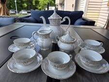 Vintage Fine SEYEI China Japan Tea Set 13 Pc Gold Gilt Teapot Cups Saucers picture
