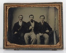 Quarter Plate Tintype 1860 Outlaw Gangster Crime Family Raised Fist Father Son picture