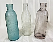 Antique E. Carre Mobile AL Bottle Lot Hand Blown Aqua Amethyst Soda Bottles picture
