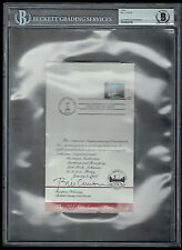 Bill Clinton signed autograph 4.5x8 Invitation for 1986 Stamp Ceremony BAS Slab picture