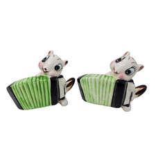 Vtg 50s Japan Anthropomorphic Skunks Chipmunks Accordions Salt & Pepper Shakers picture
