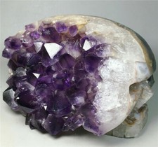 5.13 lbNatural Agate&Amethyst Geode Cluster Point Crystal Carved Skull Healing picture