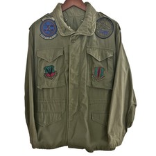 Vintage US Military M-65 Field Jacket Small Regular 1981 USAF F-15 Patches picture