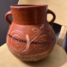 Vintage Mexican Folk Art Pottery Olla 8” Hand Painted Signed picture